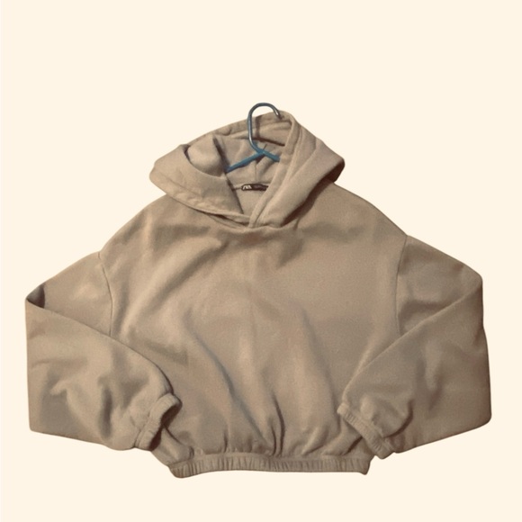 Zara Cropped Army Green Hoodie L - Picture 5 of 9